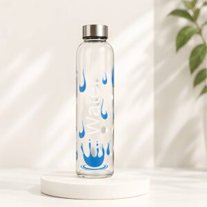 Neuversal Water Splash Borosilicate Glass Water Bottle 500 ml