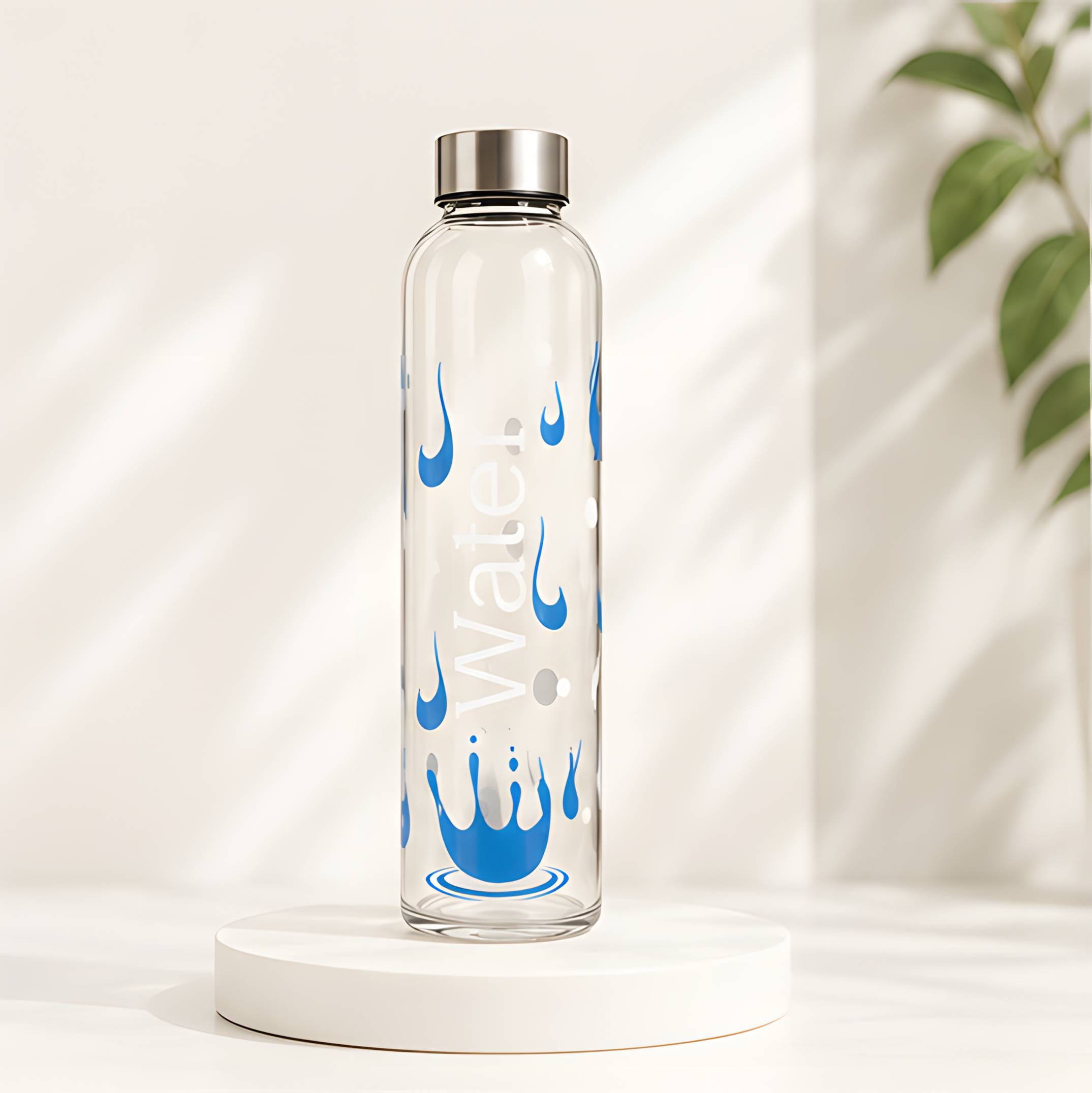 Neuversal Water Splash Borosilicate Glass Water Bottle 500 ml