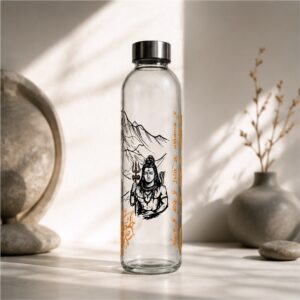 Neuversal Lord Shiva Glass Water Bottle 500 ml